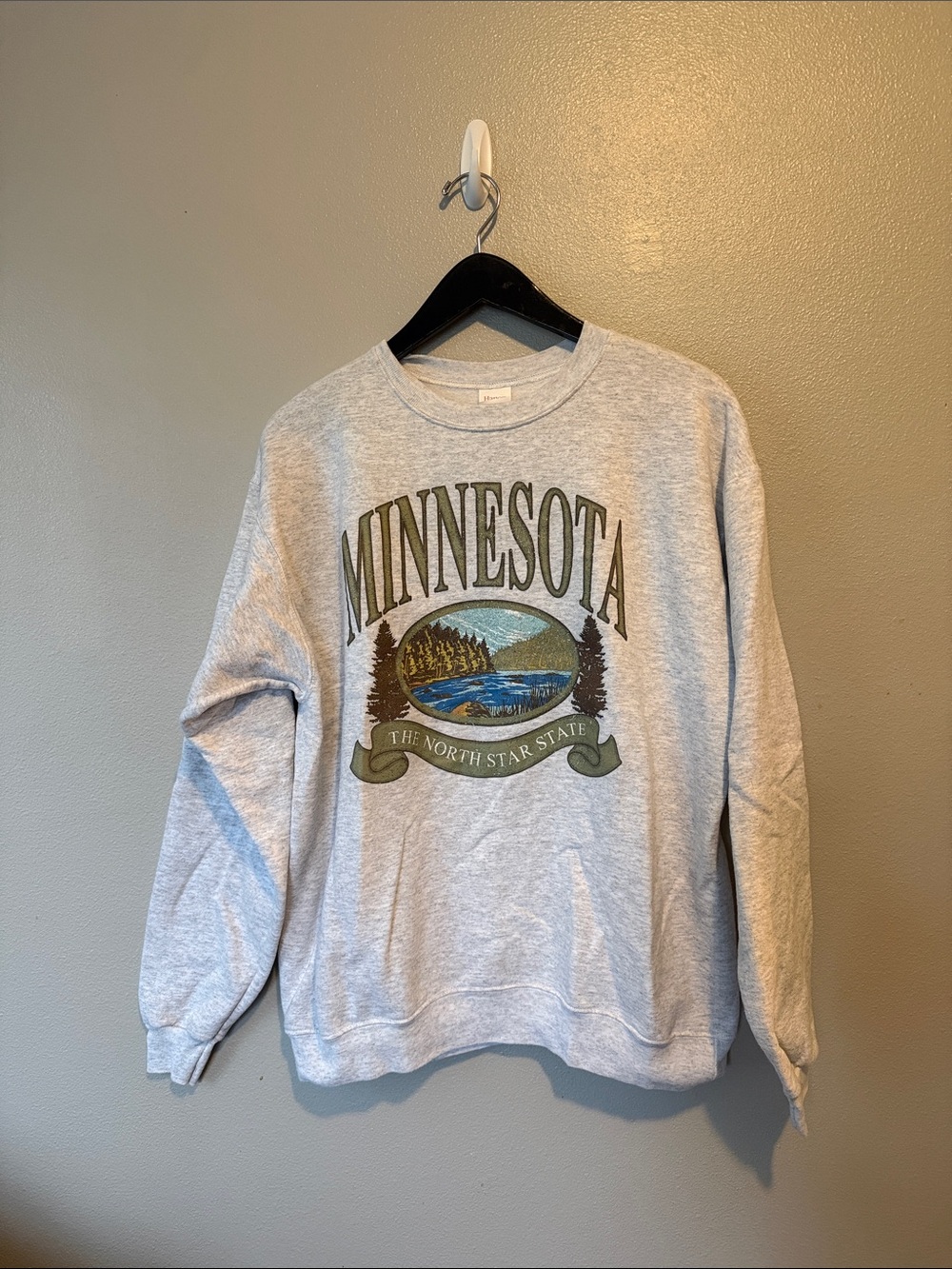 Minnesota The North Star State Crewneck Sweatshirt Graphic Woods Size Medium